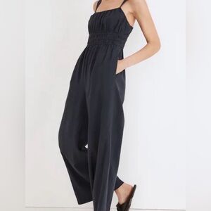 MADEWELL SMOCKED TANK JUMPSUIT WITH POCKETS AND WIDE LEG NEW WITH TAGS SZ 6